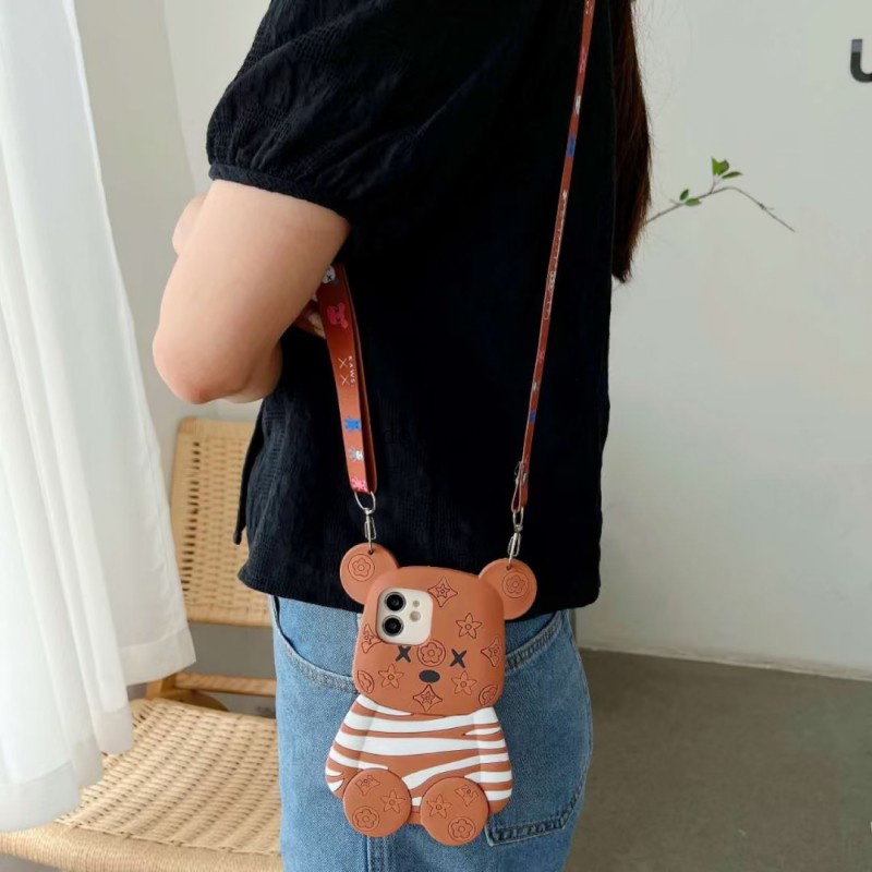 Ốp Điện Thoại Silicon Hình Gấu Dễ Thương Có Dây Đeo Cho Samsung Galaxy S22 S21 S20 Plus S21FE S20FE S10