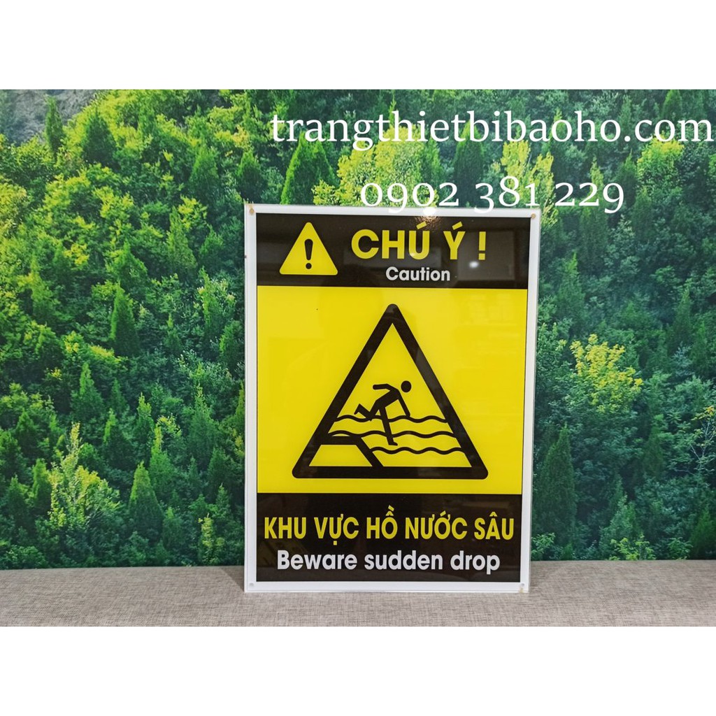 Biển cảnh báo cho hệ sinh thái, nước sâu - mica dán decal KT 30 x 40cm