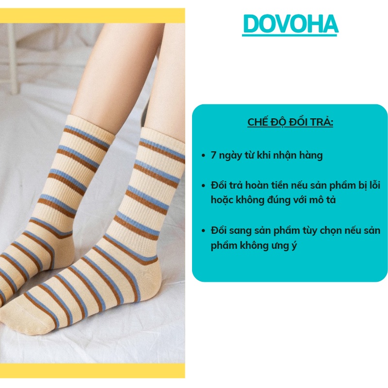 Tất vớ nam nữ cổ cao Hàn Quốc họa tiết vintage cute dễ thương cotton dày đẹp DOVOHA T08