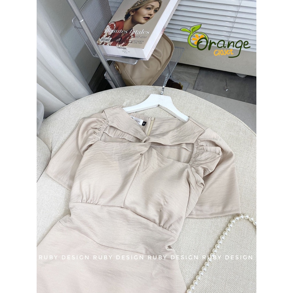 Đầm thiết Kế Khoét Vai Dáng Dài Tiểu Thư. Có Size S M Mút Ngực Cao Cấp Phù Hợp Di chơi Đi dự tiệc Orange Closet D23409