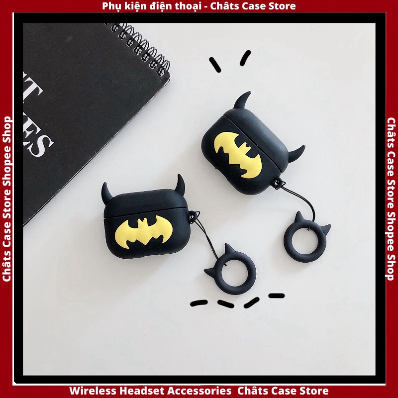 Case Ap 1/2 & Pro 🔥 Freeship 🔥 VỎ BỌC MODEL LOGO BATMAN SỪNG - Case Cho Tai Nghe Không Dây (Bluetooth)
