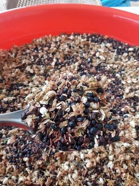Gạo lứt huyết rồng, đỗ đen rang tay mix hoa nhài lá sen detox giảm cân, đẹp da