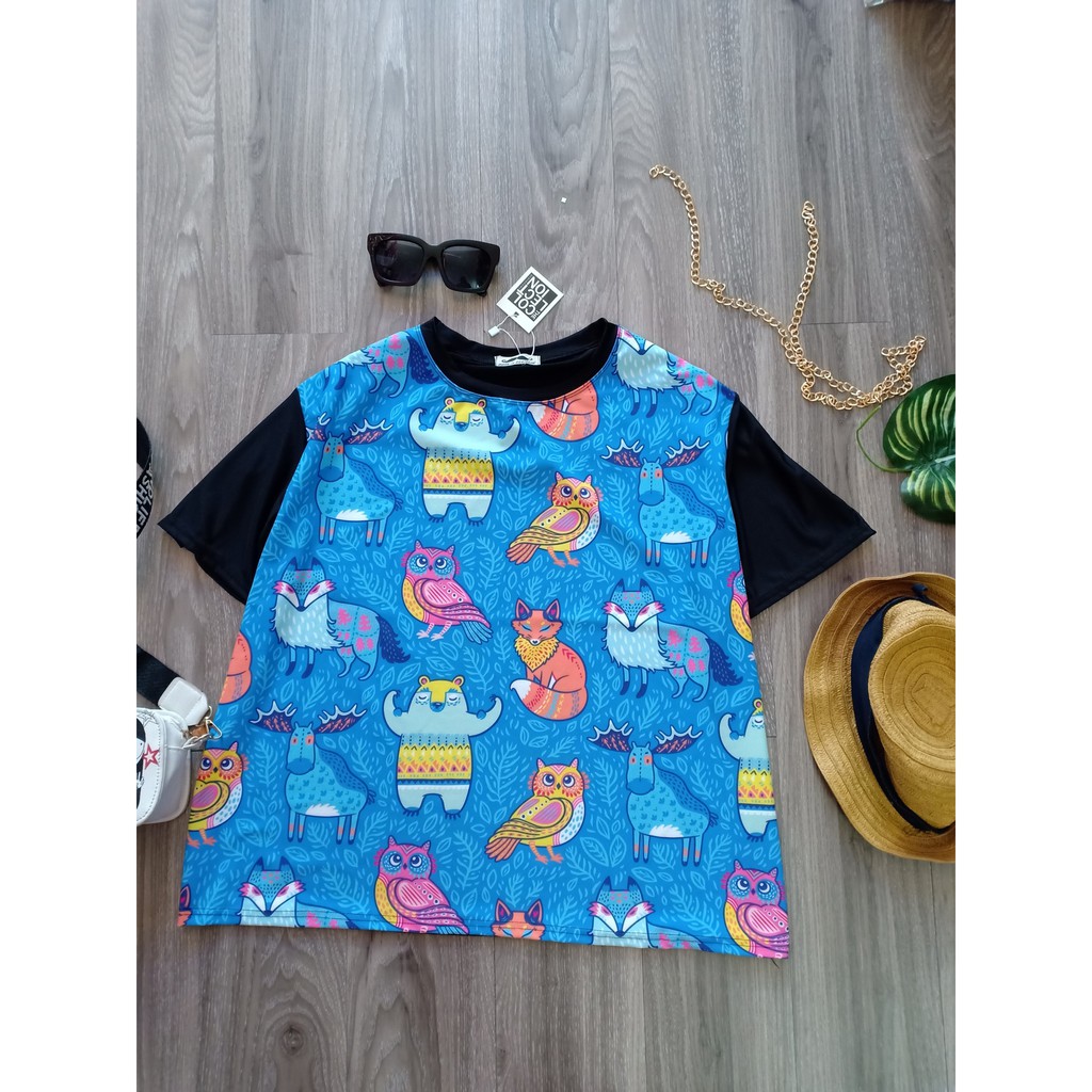 áo thun bigsize unisex[cáo xanh] KY99