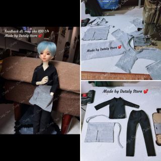 Bjd 1/4 - set 02 trang phục búp bê tạp dề, áo giao lĩnh, quần dài cho bjd 1/4