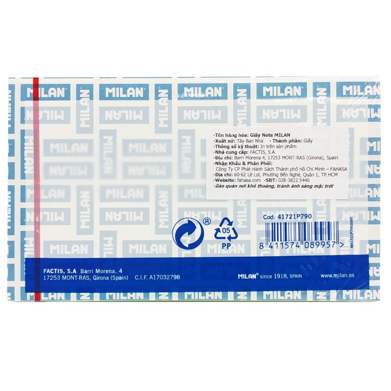 Giấy Note Milan Pastel 90 Tờ 41721P790 - Màu Xanh Lá