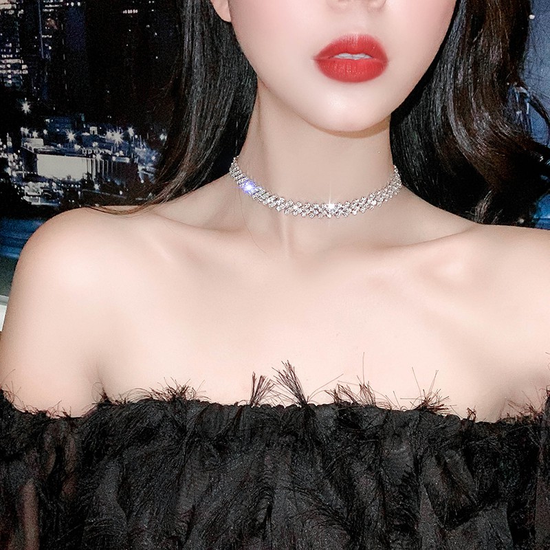 Vòng Cổ Choker Đính Đá Phong Cách Hàn Quốc Thanh Lịch Dành Cho Nữ