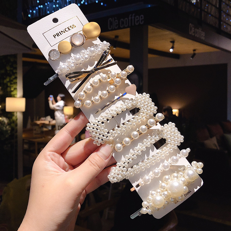 Kẹp tóc đính đá/ngọc trai giả phong cách Hàn Quốc xinh xắn dành cho nữ