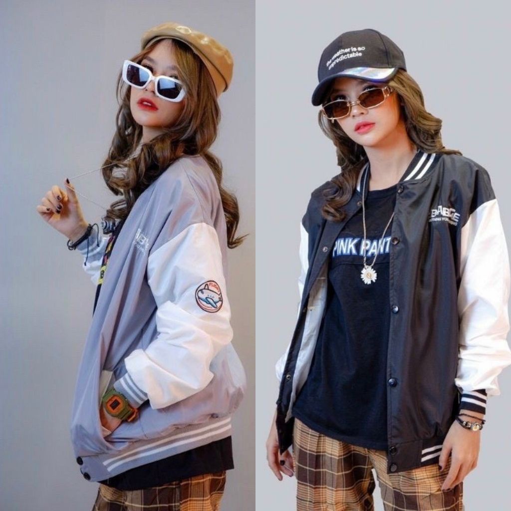 Áo khoác dù form rộng unisex kiểu bomber jackets ulzzang Hàn Quốc street style 2 lớp dù BABGE LECHAU AKD04 đẹp giá rẻ