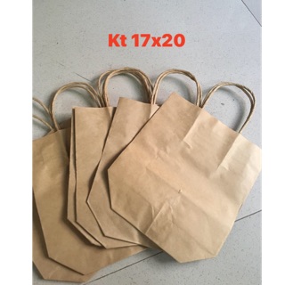 Combo 100 túi có quai loại quai giấy Kt 17x20