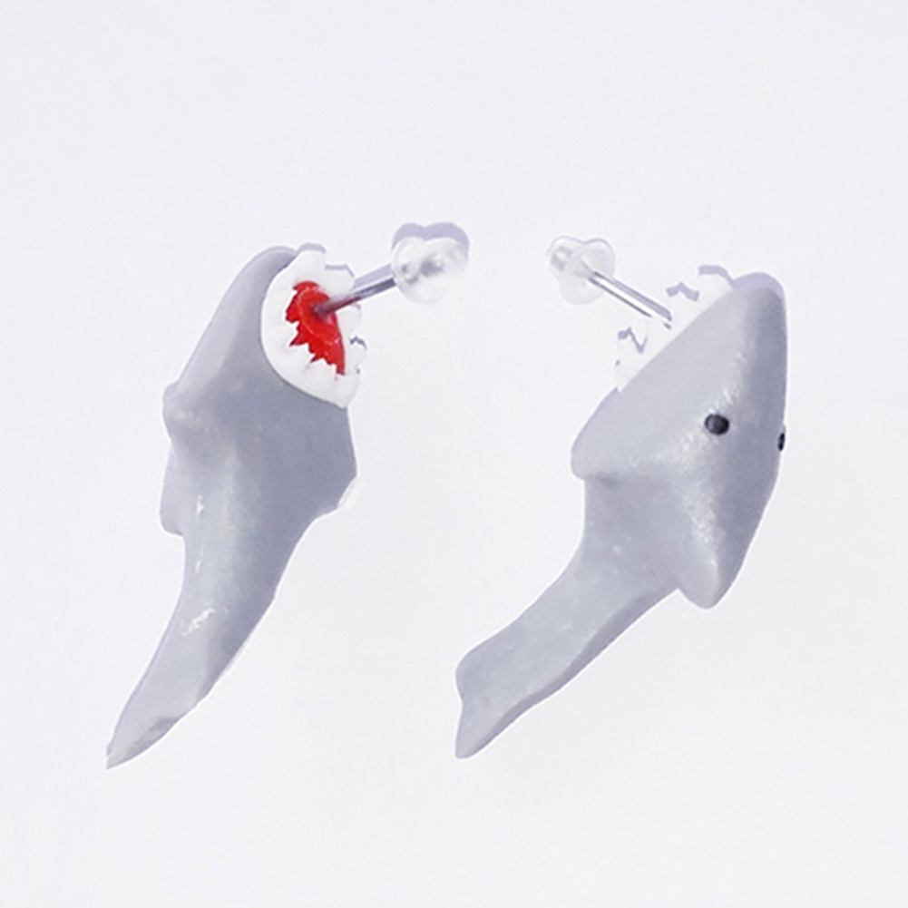 Khuyên tai tạo hình cá mập 3D dễ thương cho nữ