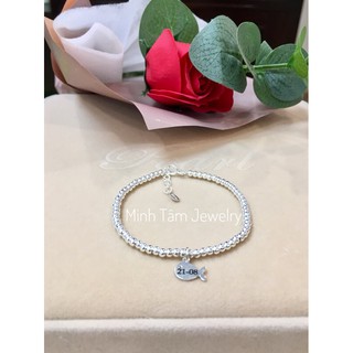 Lắc tay bi bạc charm cá heo xinh xắn,Lắc tay bi bạc cá heo bạc 925-Minh Tâm Jewelry