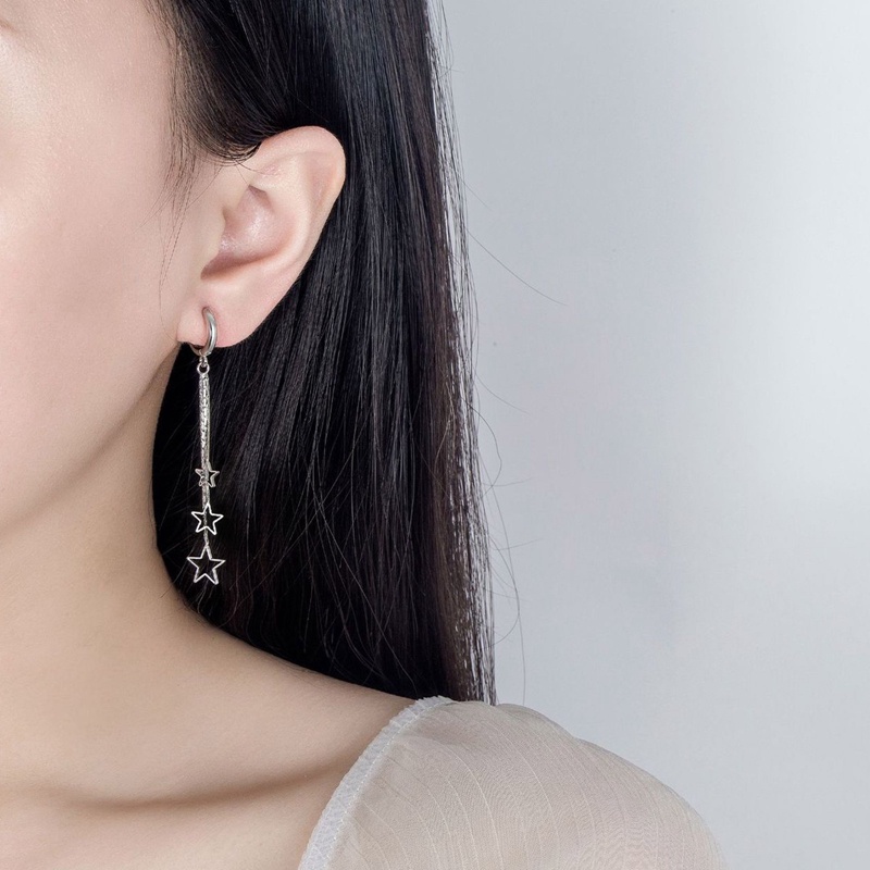 Khuyên Tai Bạc Dáng Dài Hình Ngôi Sao Thời Trang Cho Nữ