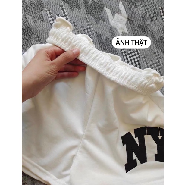 DORÉE - Quần short ngắn chữ NY thêu hàng Quảng Châu