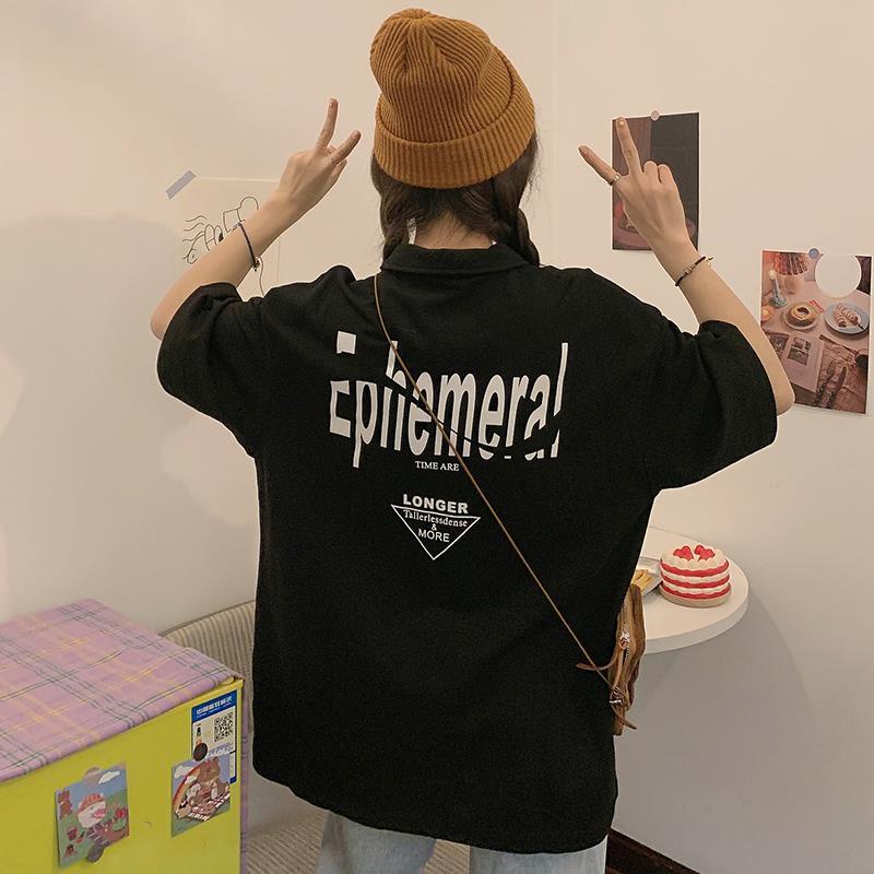 Mới Áo polo Ngắn Tay Dáng Rộng Thời Trang Hàn Quốc Dành Cho Nữ