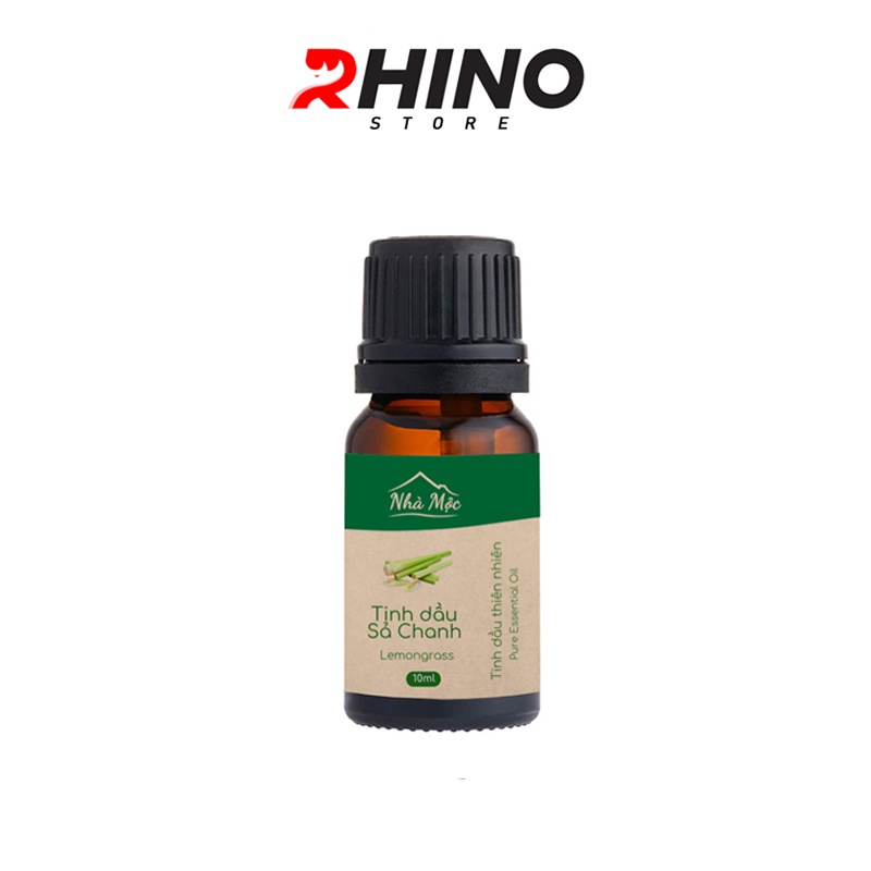 Tinh dầu Sả Chanh Nhà Mộc nguyên chất Rhino T101 có kiểm định, treo xe, kẹp điều hòa: 10ml