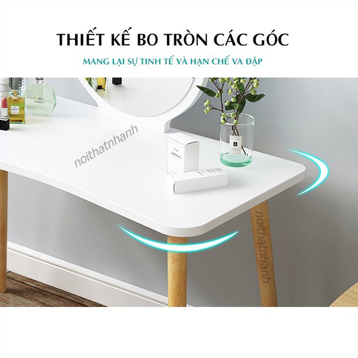 Bộ bàn ghế trang điểm chân gỗ tự nhiên cao 73cm, dành cho những cô nàng thích phong cách BẮC ÂU ( có bán riêng bàn )