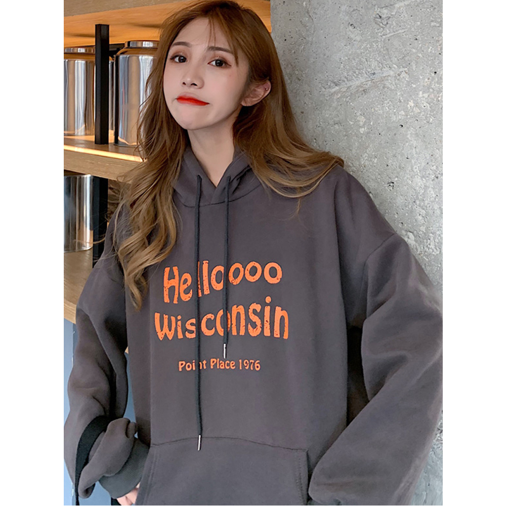 NRVP Áo sweater tay dài dáng rộng thời trang thu đông cho nữ