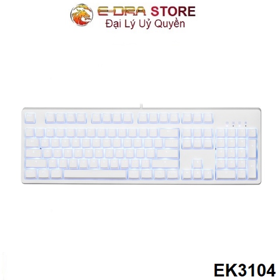 Bàn phím cơ E-Dra EK3104 Trắng White Ice/ Led xanh version 2021 (Blue/ Brown/ Red switch)