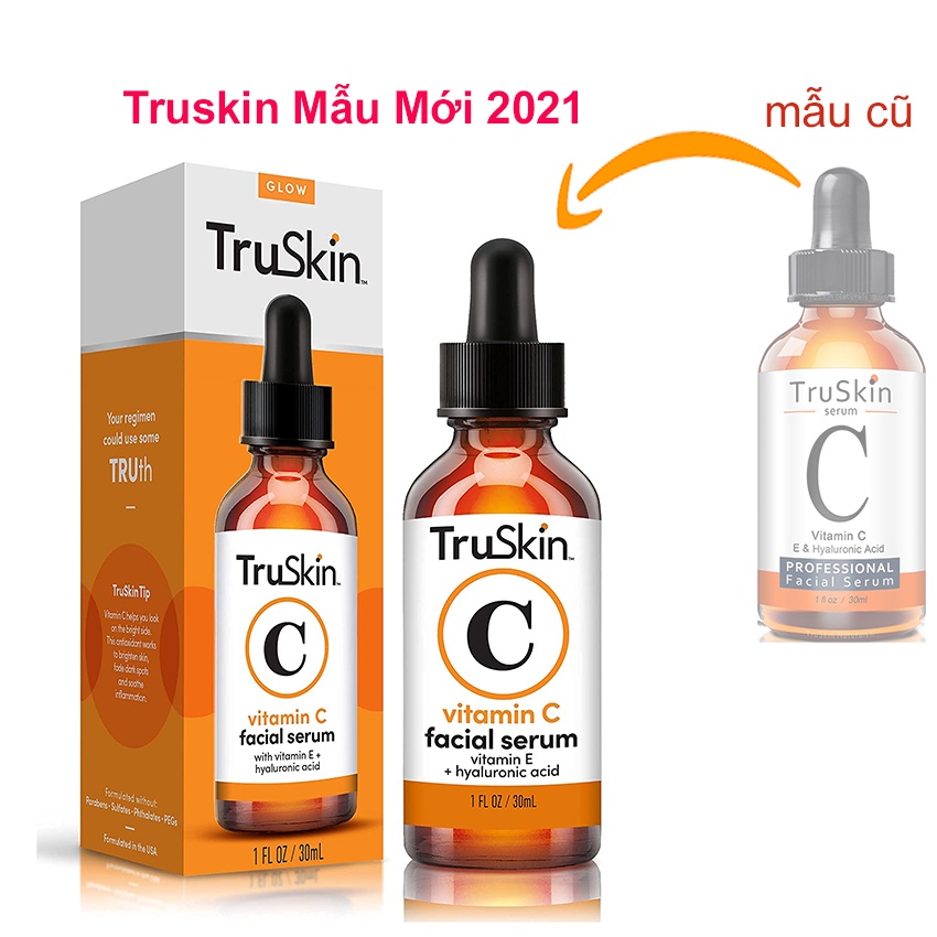 [Giá Sỉ USA] Serum Truskin Vitamin C, 30ml Chuyên về Thâm Nám Tan Nhan Chính Hãng USA