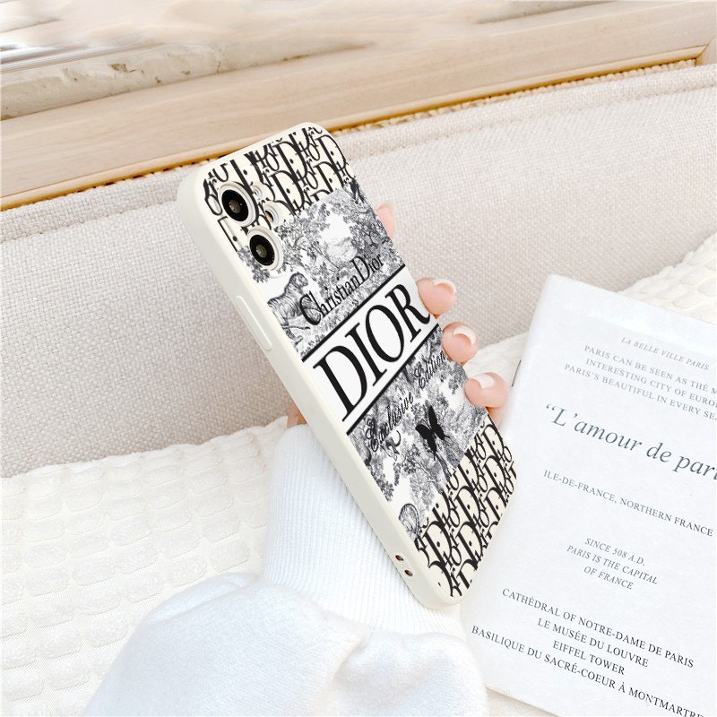 Ốp Lưng Iphone Cạnh Vuông, Bảo Vệ Camera DIOR Hoa Lá Ip 7Plus,8Plus,x,xs,xsmax,11,11promax,12,12promax,13,13promax