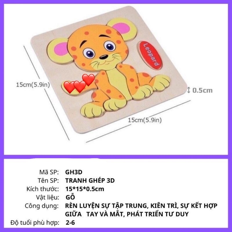 🐳🐳Đồ Chơi Xếp Hình Lắp Ráp Tranh Ghép Gỗ 3D🌹Ngộ Nghĩnh Cho Bé Phát Triển Trí Tuệ