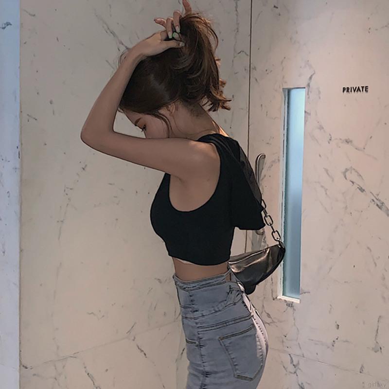 Áo Tank Top Màu Trơn Thiết Kế Quyến Rũ Phong Cách Hàn Quốc