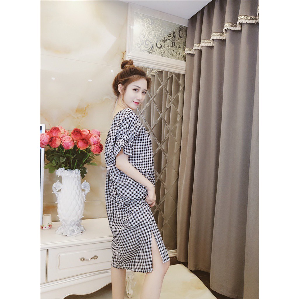 Đầm bầu nhún lưng sang chảnh DB018