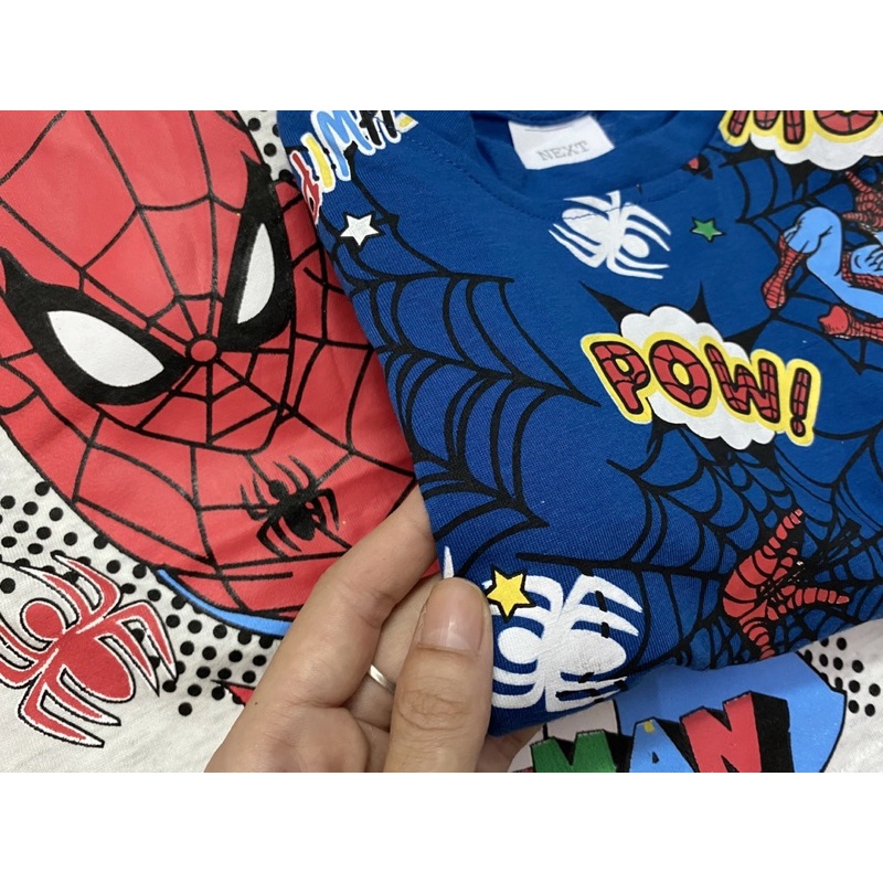 Set 2 bộ cotton dài tay nhện màu xanh ghi cho bé trai size từ 10-24 cân