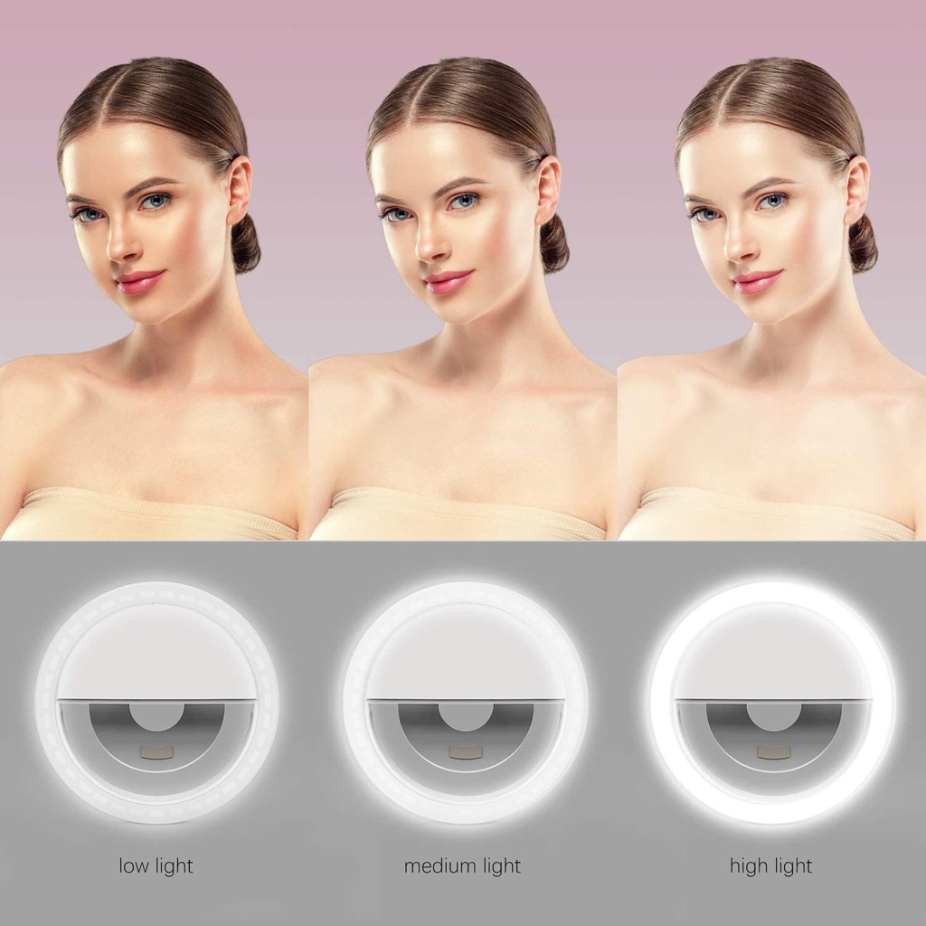 Selfie Ring Light LED USB Có Thể Sạc Lại Di Động Clip Nhiếp Ảnh Video Gắn Đèn Chụp Ảnh Tự Sướng | BigBuy360 - bigbuy360.vn
