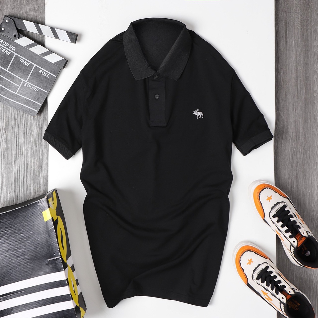 Áo thun Polo Nam cổ bẻ basic vải cá sấu cotton lạnh logo thêu cá tính cổ viền trẻ trung QAZ55