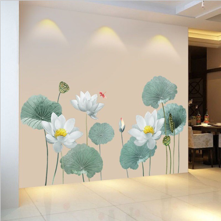 Decal trang trí 3D [GIÁ SĨ] Tranh thủy mặc đẹp, độc đáo, decal dán tường Amyshop có sẵn giao ngay