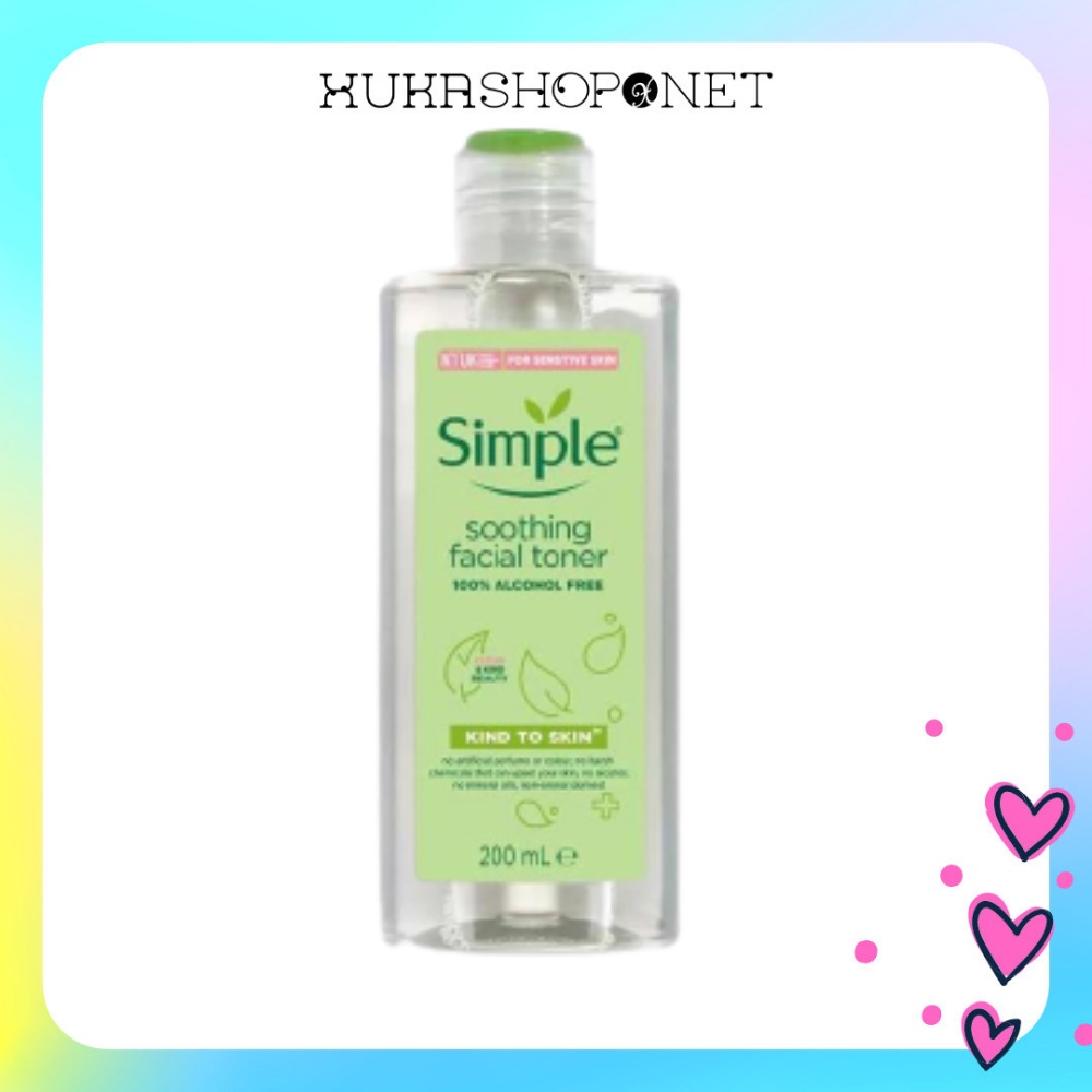 Nước hoa hồng Simple Toner cân bằng dịu nhẹ Simple Soothing Facial Toner cân bằng ẩm cho da nhạy cảm 200ml