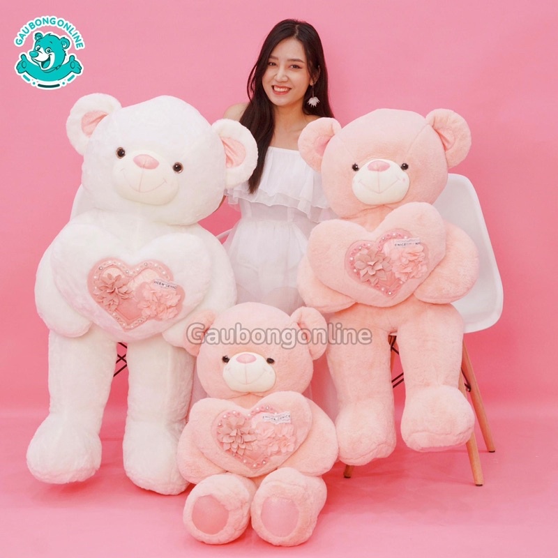 Gấu bông Teddy ôm hoa siêu yêu, teddy cao cấp