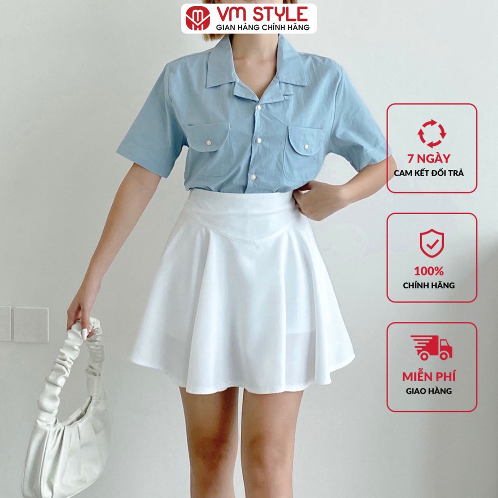 Chân váy ngắn VMSTYLE xếp ly xòe 07212 22CV05CT1801