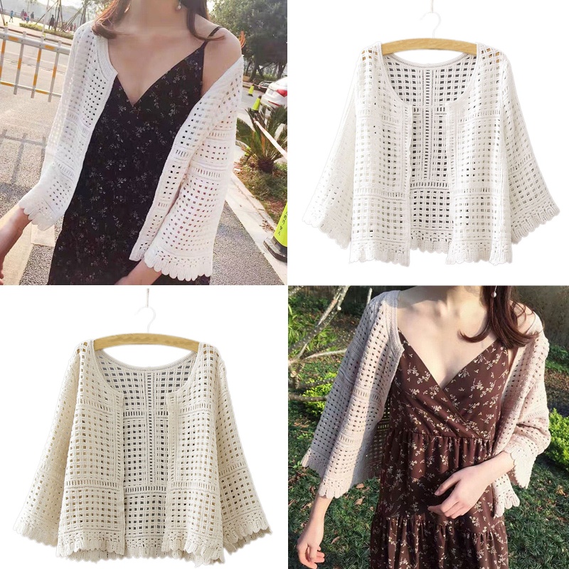 Áo Khoác Kimono Tay Lỡ 3/4 Họa Tiết Kẻ Sọc Phối Ren Thời Trang Cho Nữ