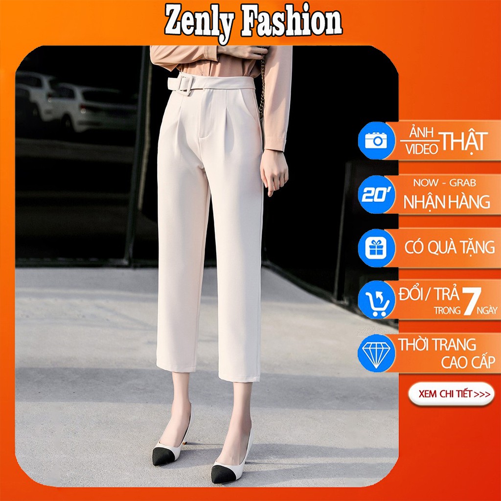 Quần vải nữ form đẹp [HÀNG THIẾT KẾ] Quần tây nữ lưng cao đai vuông cúc lệch chất vải tuyết mưa lên dáng chuẩn