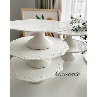 Hè.ceramic / floral cake stand sứ kệ bánh kem 1 tầng, đế bánh bằng sứ 1 tầng cao cấp.