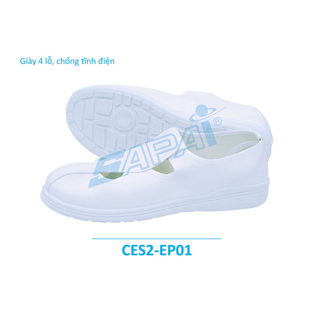 Sapai Giày 4 lỗ phòng sạch màu trắng ESD chống tĩnh điện CES2-EP01