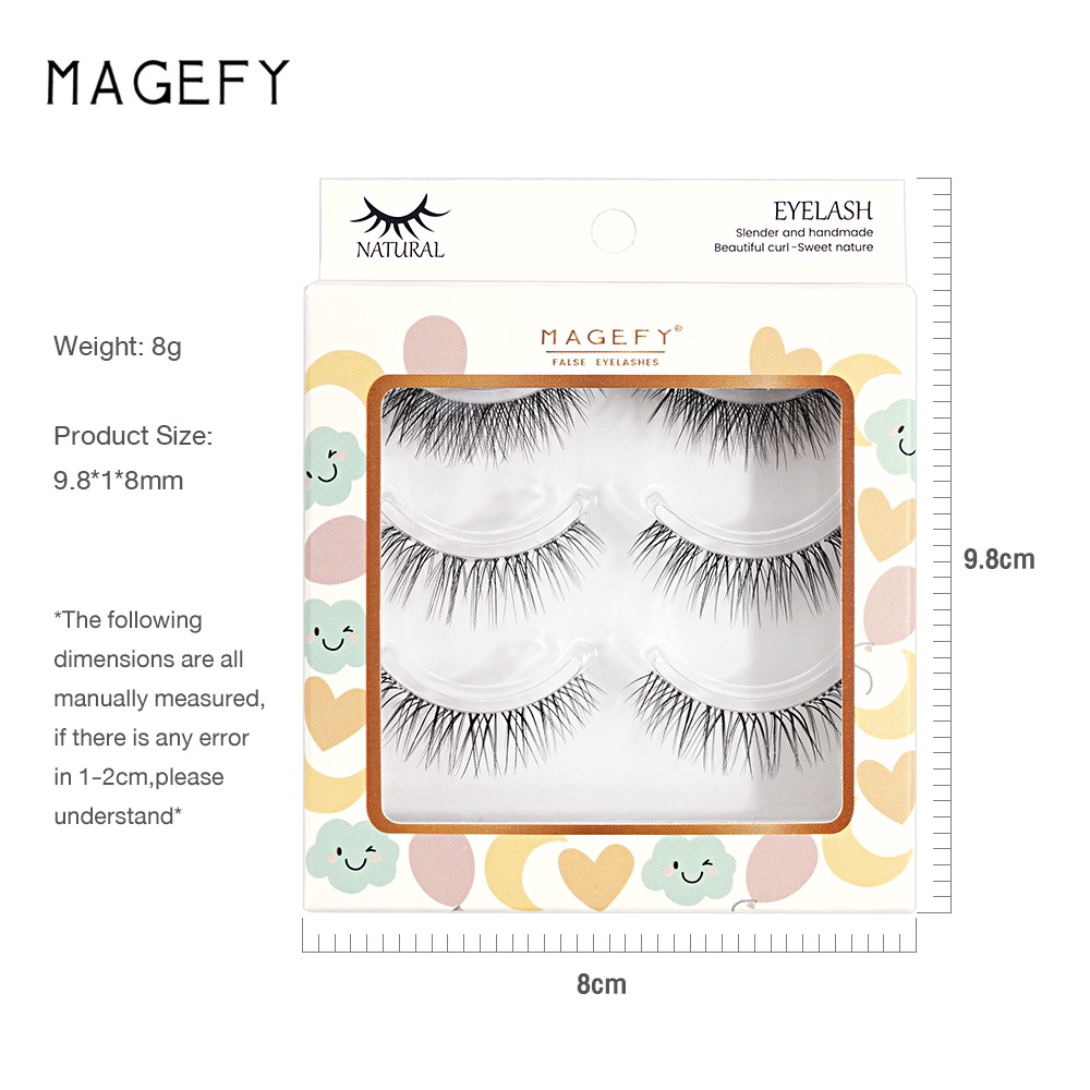 Set 3 cặp lông mi giả MAGEFY cong dày tự nhiên