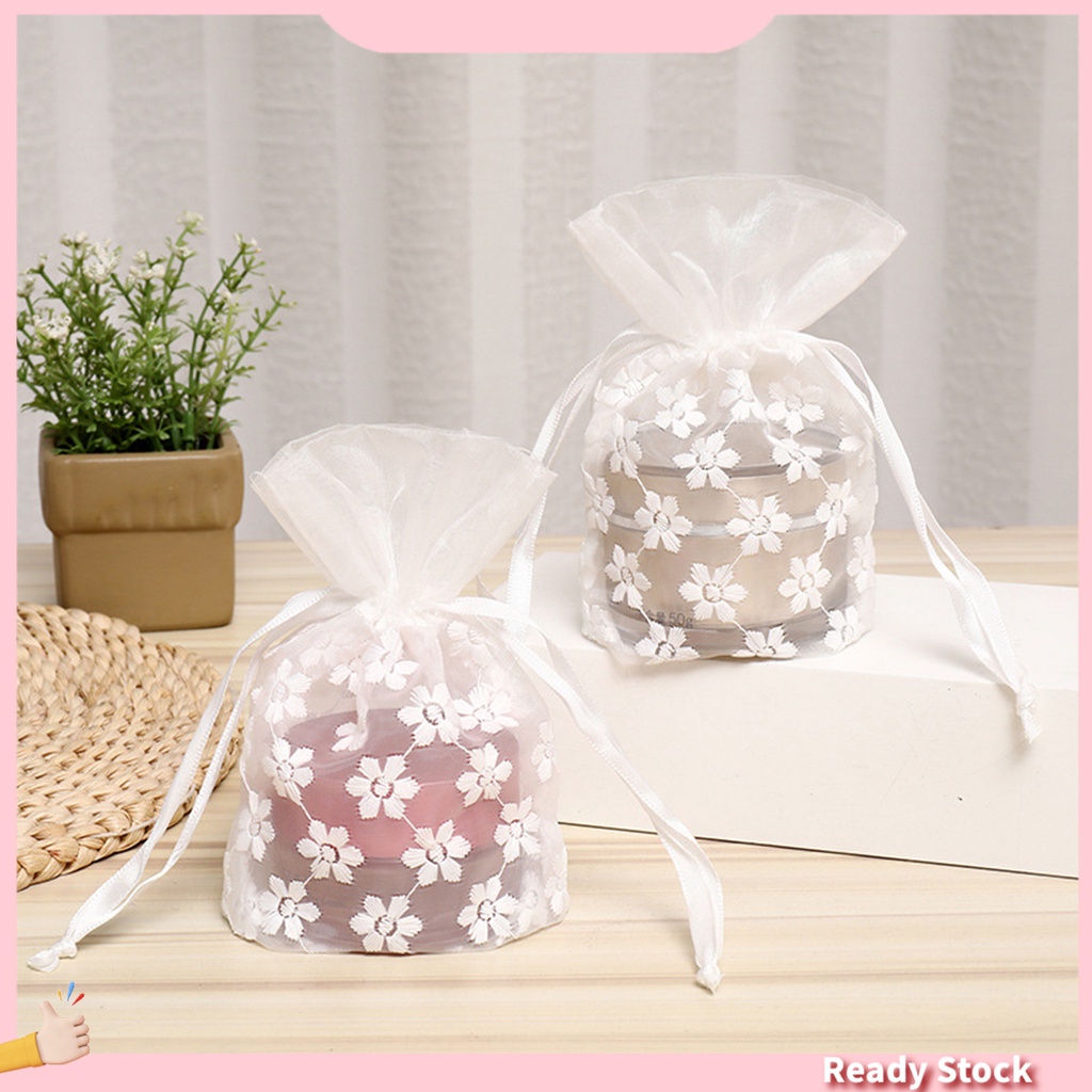 Set 20 Túi Lưới Dây Rút Họa Tiết Hoa Dùng Để Đựng Quà Cưới