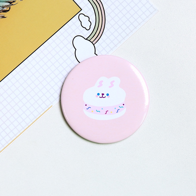 Gương Trang Điểm mini Hình Tròn Họa Tiết Hoạt Hình Phong Cách Hàn Quốc Xinh Xắn