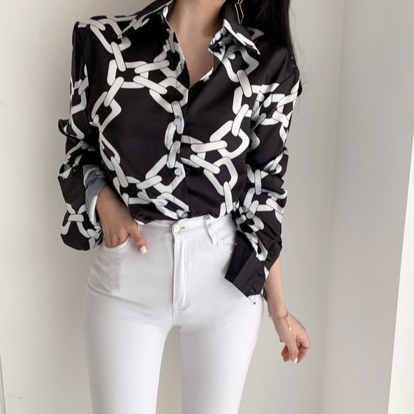 Áo sơ mi kiểu nữ tay dài Emilyshop ulzzang