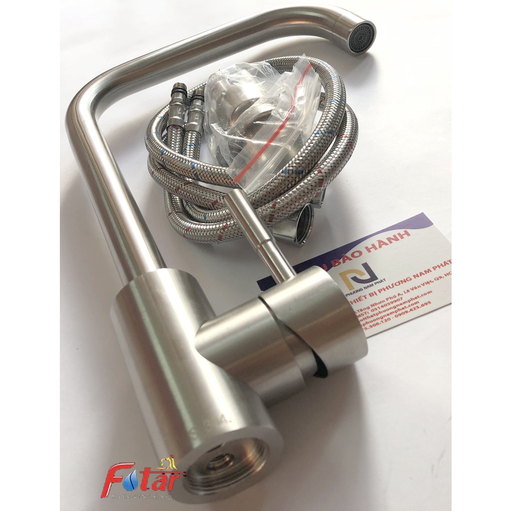 [SALE SỐC] Vòi Rửa Chén Bát Nóng Lạnh 100% INOX 304 N4001 Fotar quay dùng được cho 2 hộc chậu và 2 dây đủ bộ VÒI SỐ 7