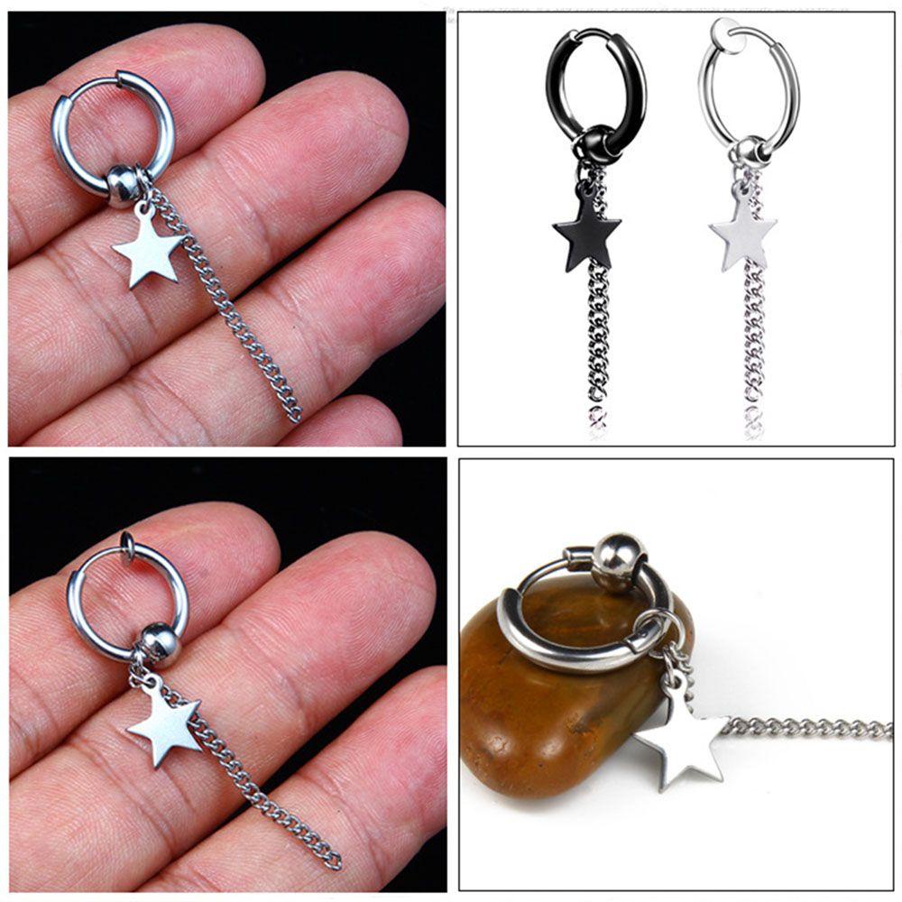 Khuyên Tai Dạng Vòng Lủng Lẳng Bằng Thép Không Gỉ Phong Cách Hip Hop Cho Nam Và Nữ