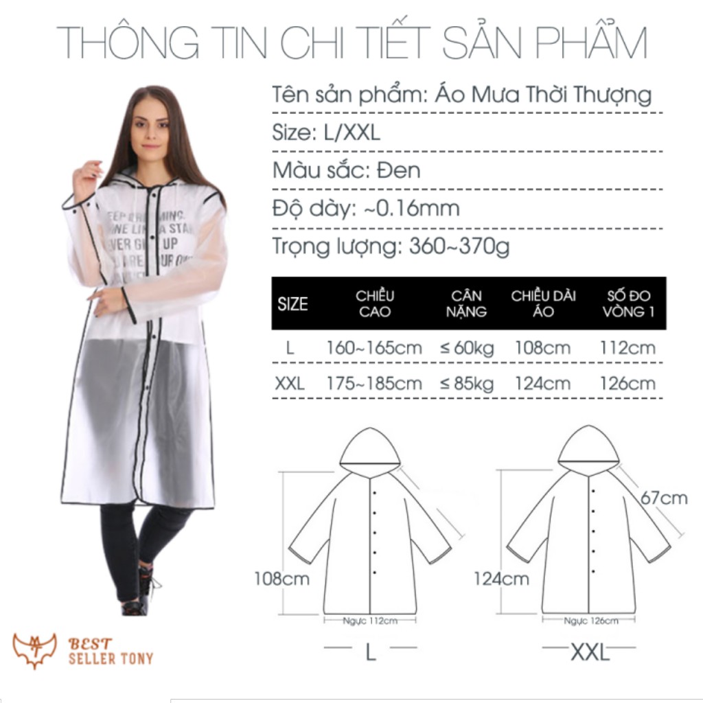 Áo mưa trong suốt Korean thời trang cao cấp - Best Seller Tony