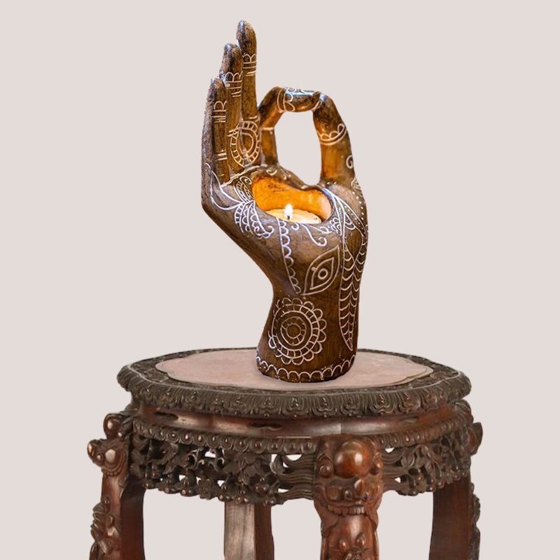 Giá Đỡ Nến Hình Tượng Người Tập Yoga Bằng Resin Để Bàn Trang Trí