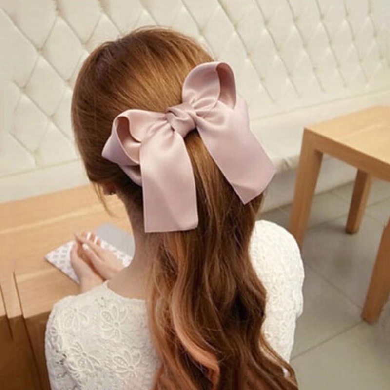Kẹp tóc nơ ruy băng màu sắc đơn giản cổ điển thích hợp cho nữ