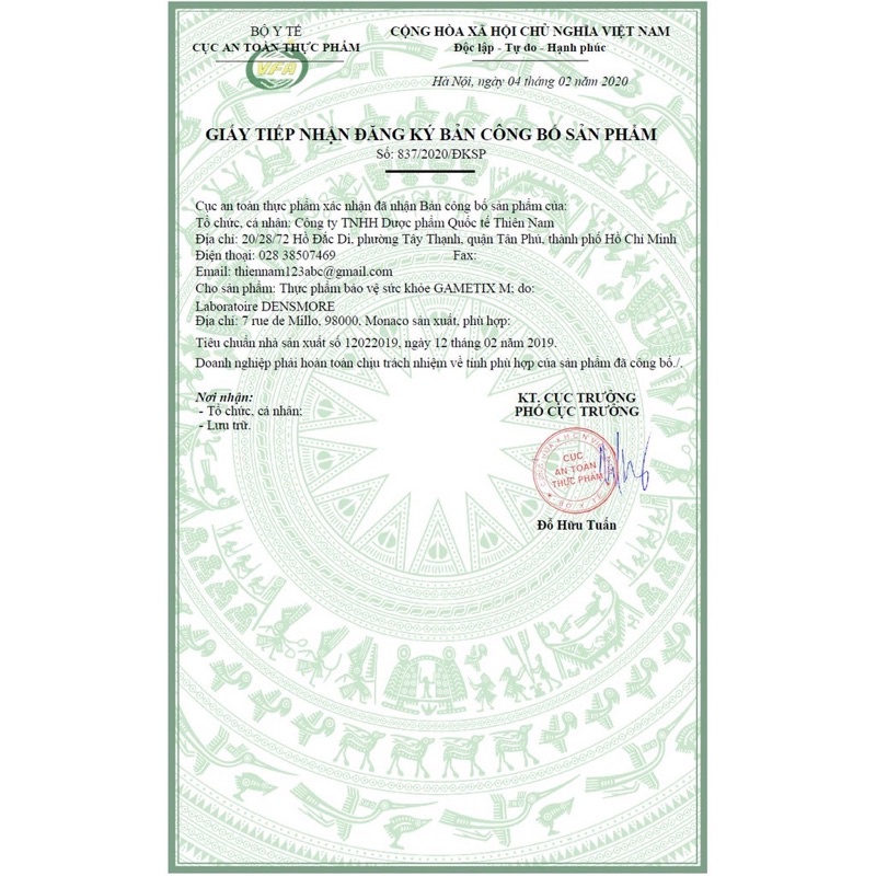 Gametix M  GametixM tăng thụ thai, tăng chất lượng và số lượng tinh trùng