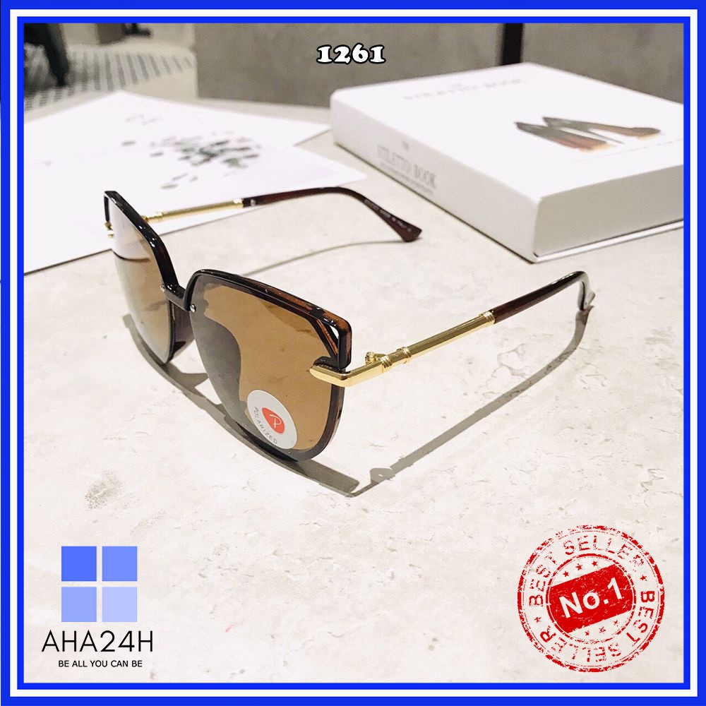 KÍNH MÁT NỮ TRÒNG POLARIZED NGĂN KHÚC XẠ GỌNG MẠ VÀNG CAO CẤP AH1261
