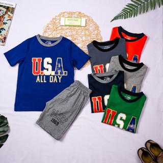 Bộ cộc tay bé trai, đồ bộ bé trai vnxk 100% cotton